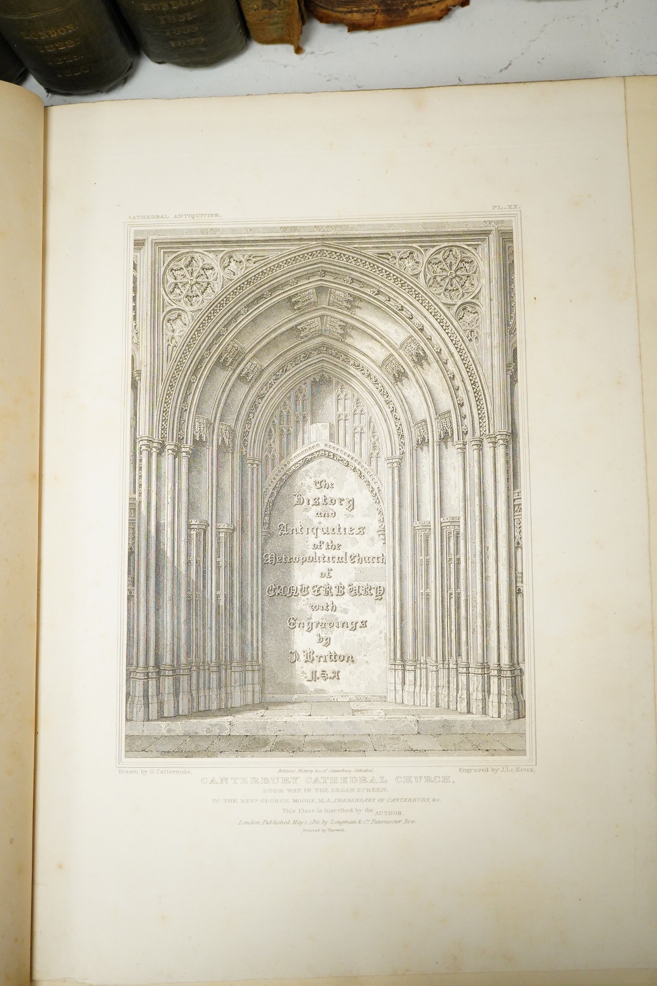 Britton, John - Cathedral Antiquities of Great Britain, 6 vols., comprising (bound together): Canterbury and York; Sailsbury and Norwich; Winchester, Lichfield and Oxford; Wells and Exeter; Peterborough, Gloucester and B